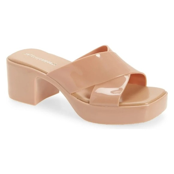 Jeffrey Campbell Bubblegum Block Heels Women's Size 38 US 7/7.5 Tan Nude - Picture 1 of 13